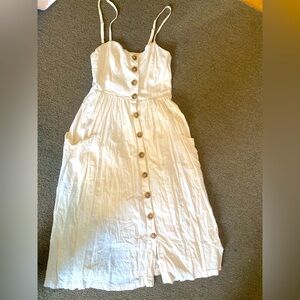Linen White Button-Down Dress